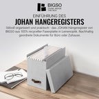 Bigso Box of Sweden File Organiser Storage - Stylish Organiser Box Including 8 Hanging Files - Container for Folders Made of 