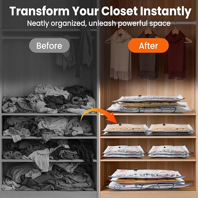 Vacuum Storage Bags for Travel, 15 Pack Vacuum Seal Bags for Clothing With Cordless Electric Pump, Space Saver Bags for Lugga