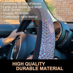 PINCTROT Bling Bling Comfy Steering Wheel Cover with Jumbo Crystal Rhinestones, Anti-Slip Diamond Leather, Universal 15 Inch (Pink)