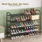 LINZINAR Shoe Rack Long 4 Tier Shoe Storage Organizer Metal Wide Shoe Shelf for Closet Entryway Bedroom 24 Paris Large Capaci