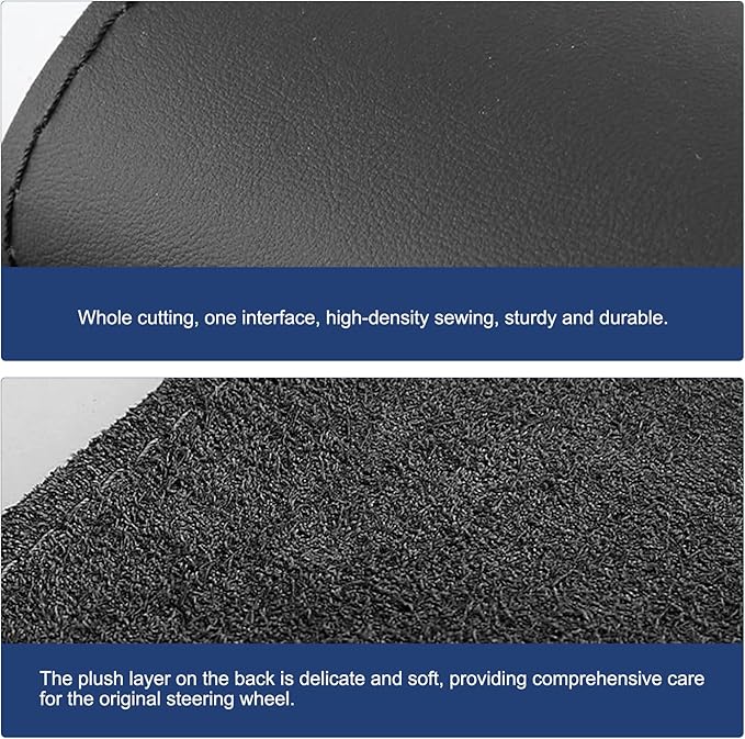 WZP Genuine Leather Steering Wheel Cover, Custom Stitch On Steering Wheel Wrap, Breathable Non-Slip Steering Wheel Protector 
