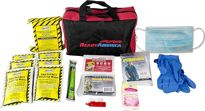 Ready America 72 Hour Emergency Kit, 1-Person, 3-Day Tote, Includes First Aid Kit, Survival Blanket, Emergency Food, Portable