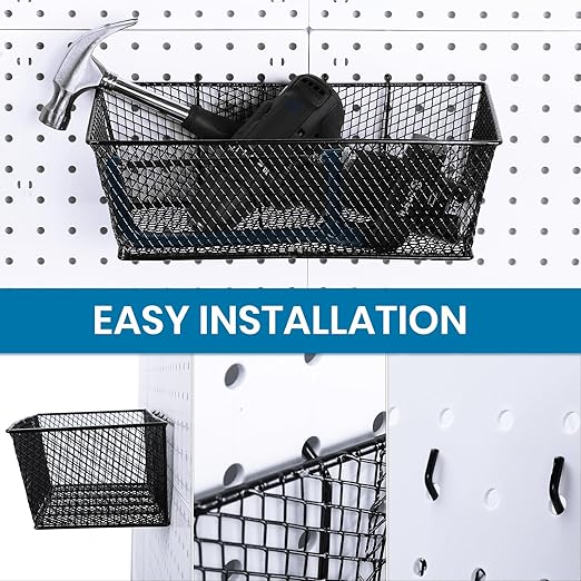 Pegboard Baskets Wall Mount Wire Peg Board Baskets 3 Sizes Pegboard Accessories Slatwall Bins Basket Home Garage Pegboard Han