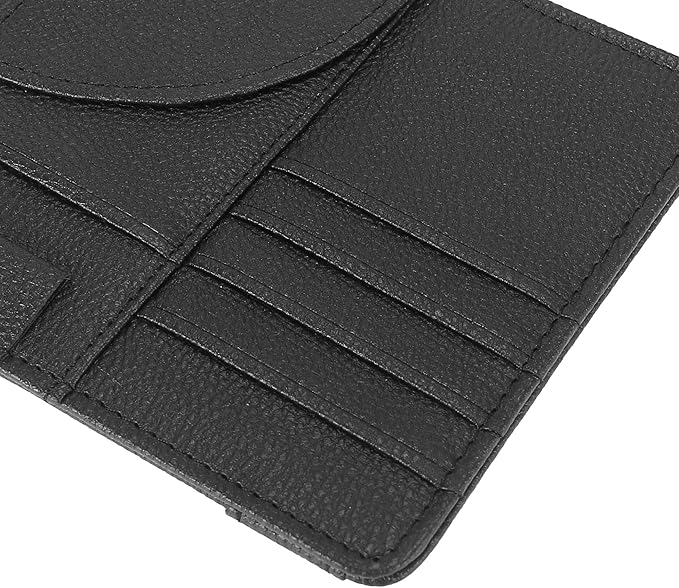 X AUTOHAUX Car Sun Visor Clip Organizer Tissue Paper Box Sunglasses Holder PU Leather Pocket Storage Pouch Bag for Card License Registration Auto Interior Black