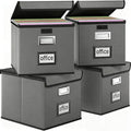 Huolewa Portable Leather File Organizer Boxes with Lids, Office Document Boxes Organizer, Filing Boxes, Decorative Small File