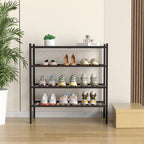 ROMGUAR CRAFT 4 Tier Bamboo Shoe Rack for Closet Free Standing Wood Shoe Shelf for Entryway Small Space Stackable 27"x11"x26"
