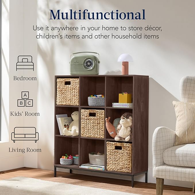 Best Choice Products 9-Cube Bookshelf, 3-Tier Wood Storage Bookcase W/Legs, 11in Shelf Opening, Cube Organizer, Living Room, 