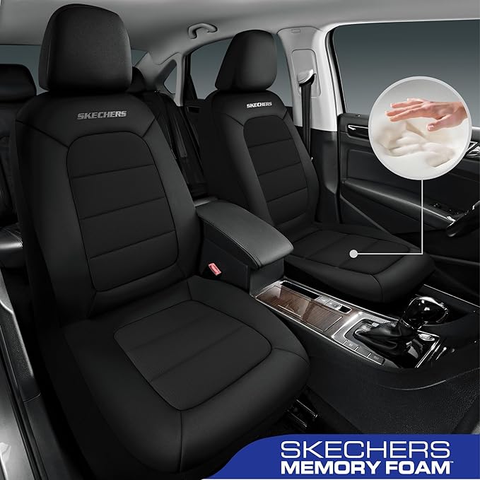 Skechers Memory Foam Seat Covers,Thick Cool Touch Fabric Car Seat Covers,Seat Cover Full Set Airbag Compatible,Automotive Com