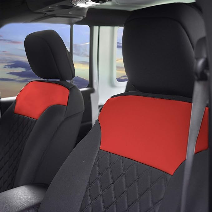FH Group Car Seat Cover Cushion - 2 Pack Seat Covers for Cars Trucks SUV, Red Black Neosupreme Car Seat Cushions, Car Seat Co