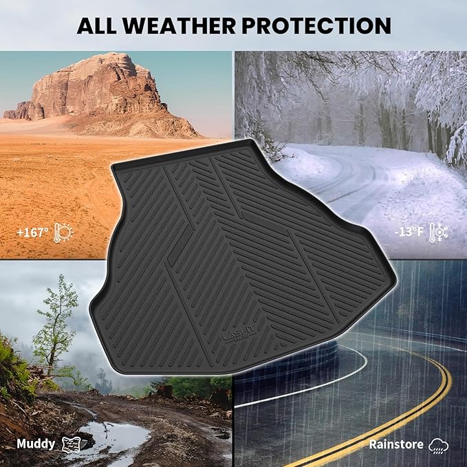 LASFIT Trunk Mat for Honda Accord 2017 2016 2015 2014 2013 Sedan Only, All Weather Custom Fit TPE Cargo Mat Trunk Tray Cargo Tray, Black (Not for Coupe & Hybrid)