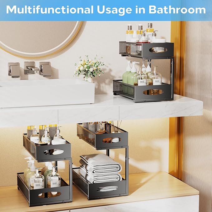 Kitstorack 2 Pack Under Sink Organizer+ 1Pack Under Sink Organizer