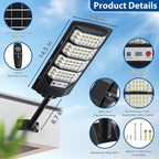 4 Pack Solar Street Lights Outdoor Waterproof, 6500K LED Motion Sensor Lights, Dusk to Dawn Solar Flood Lights with Remote,Parking Lot Light,Commercial Area Lighting for Outside