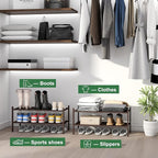 kiplant Bamboo Shoe Rack for Entryway, 2-Tier Stackable | Foldable | Natural, Shoe Organizer for Hallway Closet, Free Standin
