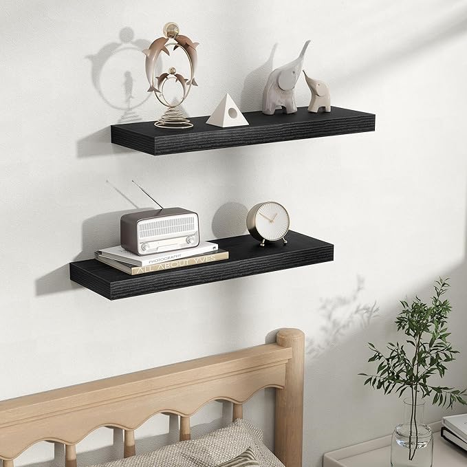Fun Memories Floating Shelves for Wall, Rustic Wood Wall Mounted Shelves for Bathroom, Bedroom, Living Room & Kitchen, Storag