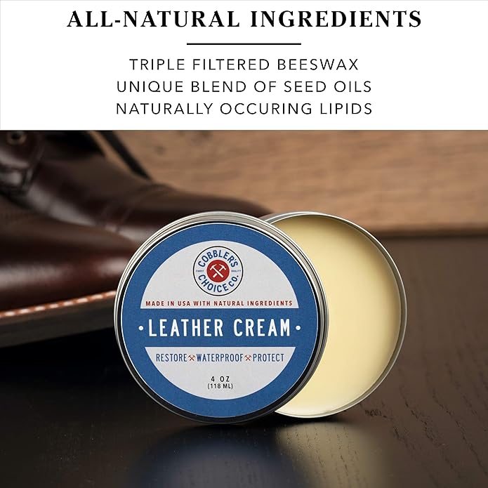 Cobbler's Choice Co. Finest Quality All Natural Leather Cream - Made with Triple Filtered BeesWax