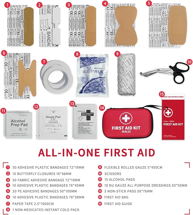 All-Purpose First Aid Kit 184 Pieces, Emergency Kit for Home, Travel, Car, Business, Worksite and Office, Portable Emergency 
