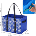WUWEOT 4 Pack Reusable Grocery Bags, Large Shopping Box Tote, Foldable Washable Storage Bins with Reinforced Bottom Heavy Duty Handles for Fruit Vegetable Clothes Toys and Picnic