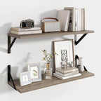Axeman Floating Shelves for Wall 24 Inch | 24W x 8D Rustic Grey Floating Shelves Set of 2 | 8 Inch Deep Wall Shelves for Bath