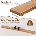 Floating Shelves for Wall Decor, Rustic Solid Elm Wood Live Edge Floating Shelves Wall Mounted, Wall Shelves with Invisible B