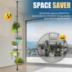 Coat Rack Freestanding with 12 Hooks - Multi-Purpose Organizer for Entryway, Bathroom, Corner & Plant Storage, No Drilling, H