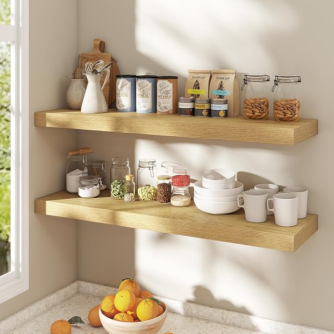 Dreamland 40 Inch Floating Shelves for Wall,8 Inch Deep Floating Shelves,40" W x 8" D Wall Shelves for Bedroom,Living Room, K