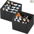 SpaceAid Shoe Organizer for Closet, 2 Pack Foldable Shoe Storage Containers Baskets Boxes Bins w/Adjustable Dividers, Fits 16