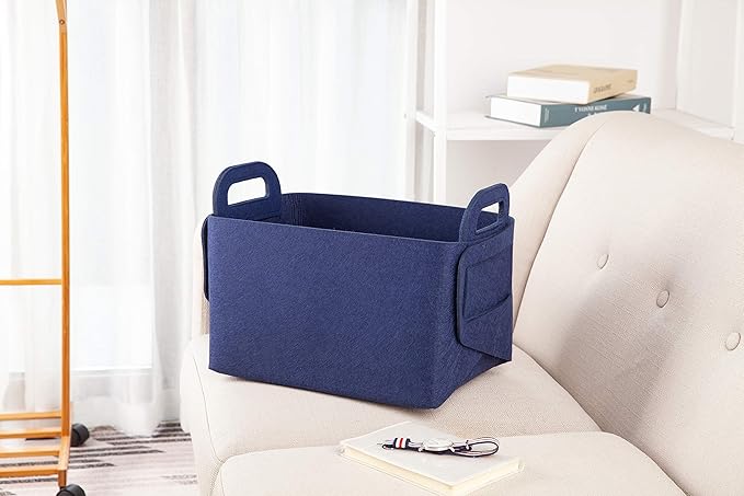 Minoisome Storage Basket Felt Storage Bin Collapsible& Convenient Box Organizer with Carry Handles for Office Bedroom Closet 