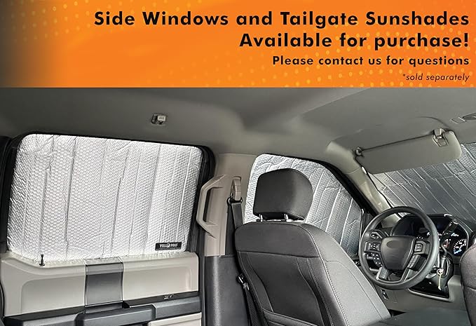 YelloPro Custom Fit Reflective Front Windshield Sunshade for 2017 2018 2019 2020 2021 2022 Ford Super Duty F-250 F250 F-350 F350 F-450 F450 F-550 F550 2Door 4Door Pickup, UV Reflector Sun Protection