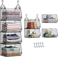 4 Tier Closet Hanging Organizer, Closet Organizers and Storage with 5 S Hooks, Closet Hanging Shelves & Freestanding Wire Sto