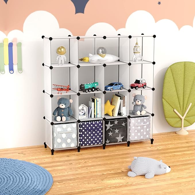 HOMIDEC Closet Organizers and Storage, 16 Cube Storage Organizer, Closet Organizer Bookshelf Cubes Shelves for Clothes, Bedro