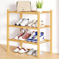 Smiry Shoe Rack, 3 Tier Small Bamboo Shoe Organizer, Stackable Free Standing Wooden Shoe Storage Shelf for Closet, Entryway, 