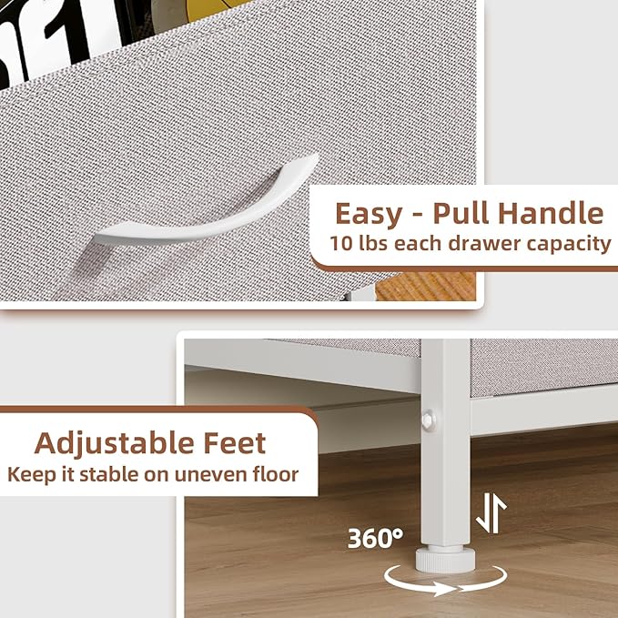 Somdot Tall Dresser for Bedroom with 6 Drawers, Storage Organizer Chest of Drawers with Removable Fabric Bins for Closet Beds