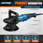 LDHTHOPI Dual Action Polisher, 980W 5/6 Inch, 9MM Random Orbital Buffer Polisher for Car Detailing, 2800-5800RMP, 6 Variable Speed Buffer Polisher with 8 Detachable Pads