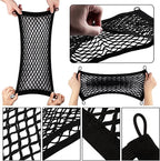 2 Pack Small Cargo Net Pocket Storage Pouch Bag 21 x 9.8 Inches RV Netting Elastic Automotive Cargo Nets with 8 Mounting