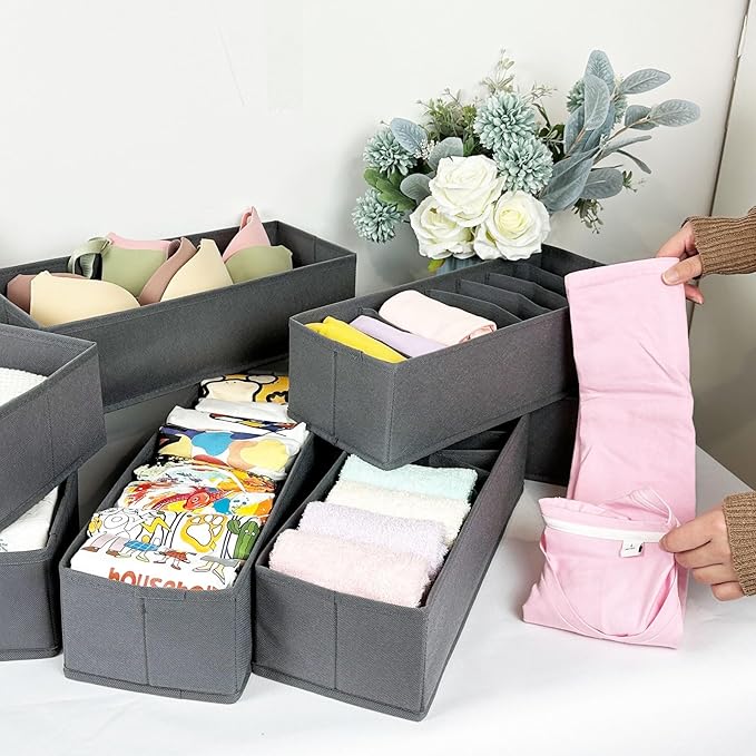 homyfort 8 Pack Dresser Drawer Organizers and Storage Bins for Clothing, Large Drawer Organizer Bins for Baby Clothes, T-Shir