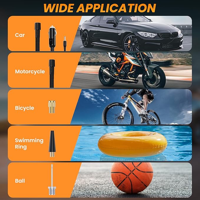 Cordless Air Compressor Portable, 150PSI Electric Tire Inflator for Car, 3X Faster Inflation, Heavy Duty Portable Air Pump with Auto Stop, LED Light for Emergency