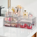 Vtopmart 5 Tier Clear Makeup Organizer with Drawer, Cosmetic Storage for Dresser Countertop and Bathroom Vanity, Beauty Holde