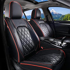 Coverado Car Seat Covers Full Set, Luxury Faux Leather Waterproof Seat Covers, Black Car Seat Covers, Universal Car Seat Prot