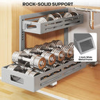 2 Pack 21IN-Depth Under Sink Organizer,Pull Out Cabinet Organizer With Smooth Cylindrical Rail,Metal Slide Out Drawer for Kit