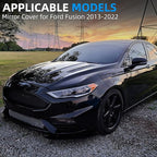 Driver Side Mirror Cover Replacement for Ford Fusion 2013 2014 2015 2016 2017 2018 2019 2020 2021 2022 - Left Side Mirror Covers, Rear View Mirror Cap Accessories With Lamp, Black
