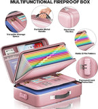 Fireproof Document Box, Hard Case Highly Flame-Resistant Fire Proof Waterproof File Organizer with Lock, Portable Fire Safe f