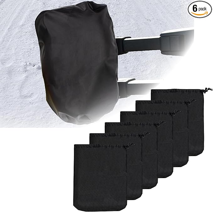 6Pcs Side Mirror Covers, Waterproof Car Side Mirror Protection for Snow, Ice, Bird Droppings - Suit Fit for Trucks, Winter Rearview Guard, Auto Exterior Accessories with Drawstrings