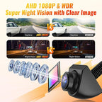 AHD 1080P Universal Backup Camera - 360° Rotatable Lens & Parking Sensor,IP69K Waterproof with Night Vision & 170° Wide View 