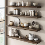 Live Edge Elm Floating Shelves for Wall Decor, Rustic Solid Wood Shevles Wall Mounted with Invisible Bracket for Living Room 