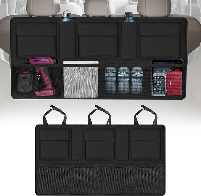 EcoNour Backseat Trunk Organizer | 42 x20 Inches Car Storage with 9 Spacious Pockets | Waterproof, Heavy-Duty Hanging Organize