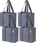 VENO 2-4 Pack Reusable Grocery shopping Bags, Medium Tote Bag w/Handle Hard Bottom, Heavy Duty, Foldable Carrier