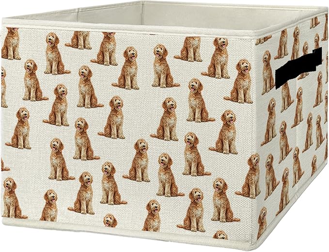 Goldendoodle Gifts Storage Bins & Boxes with Handles, Golden Doodle Gifts for Women Foldable Basket for Organizing, Dog Colla