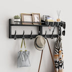 29 inch Coat Rack Wall Mount with Shelf, Set of 2 Heavy Duty Coat Hooks Wall Mount, Entryway Coat Hanger Wall Shelf with Key 
