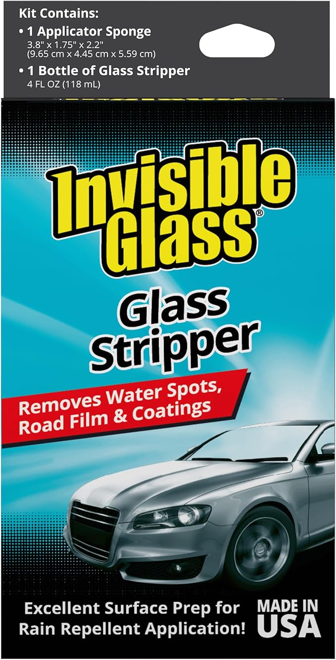 Invisible Glass 91411 Glass Stripper – Hard Water Spot Remover – Strips Coatings, Waxes, Oils & Road Film – Preps Windshields