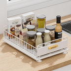 Under Sink Organizer, Single Tier Metal Pull Out Sliding Drawer Shelf for Kitchen Bathroom Cabinet Storage, Sturdy Rack – Whi